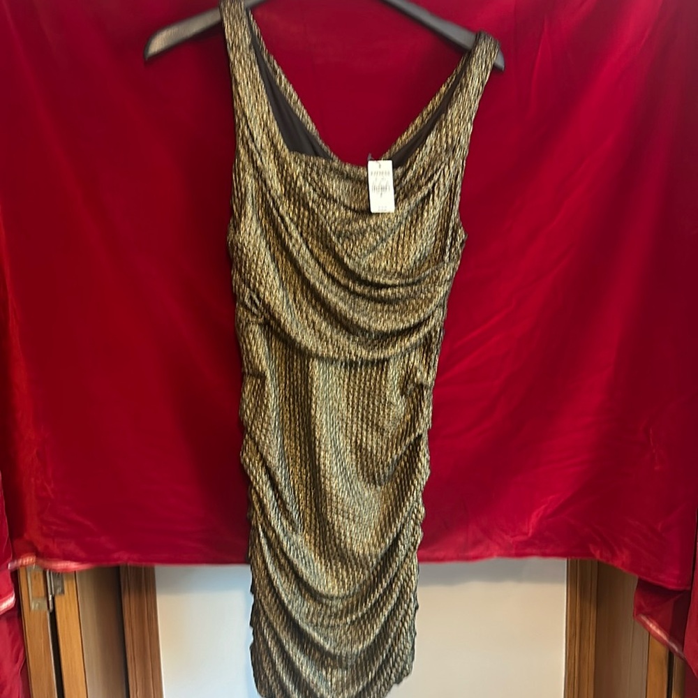 NEW Express Metallic Gold and Black Dress